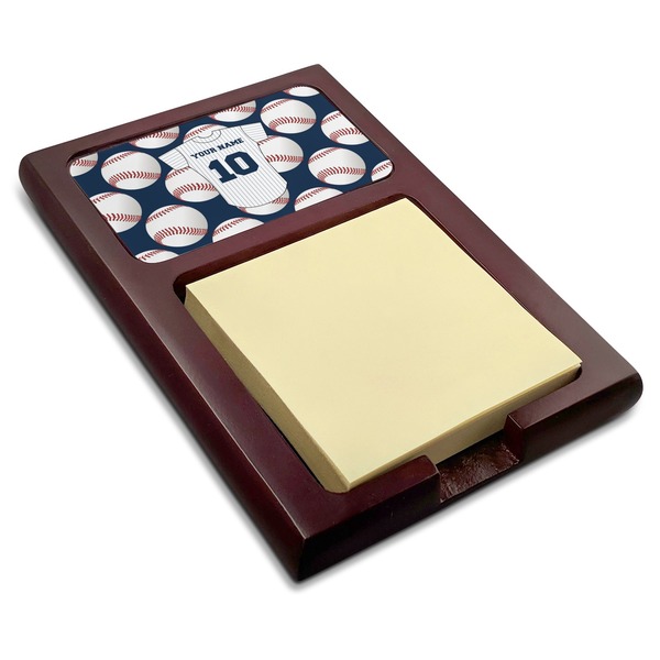 Custom Baseball Jersey Red Mahogany Sticky Note Holder (Personalized)