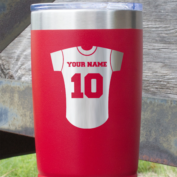 Baseball Jersey Red Polar Camel Tumbler - 20oz - Close Up