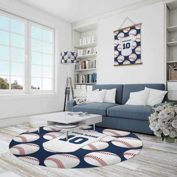Baseball Jersey Round Area Rug - IN CONTEXT
