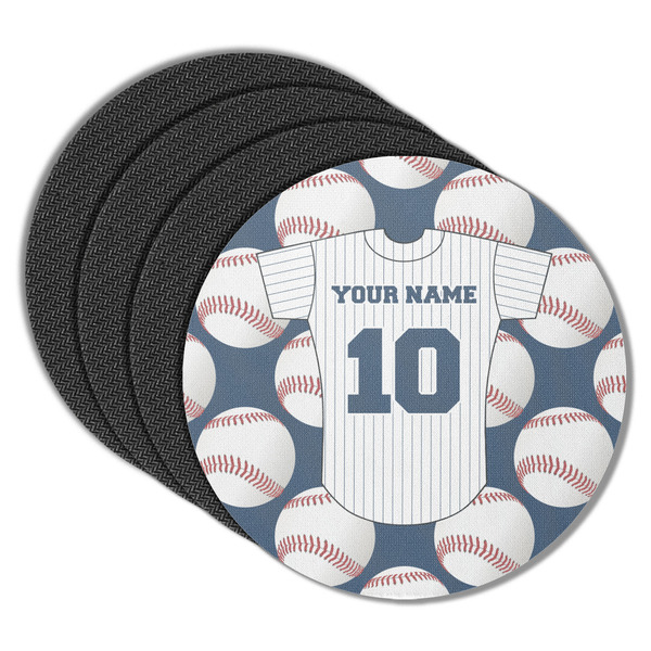 Custom Baseball Jersey Round Rubber Backed Coasters - Set of 4 (Personalized)