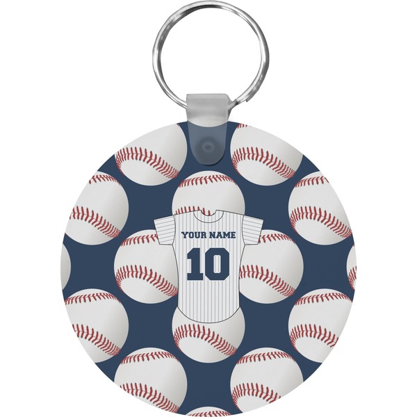 Custom Baseball Jersey Round Plastic Keychain (Personalized)