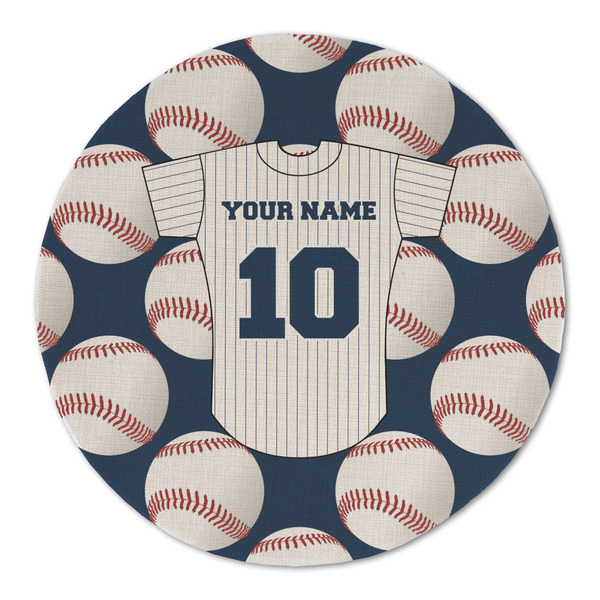 Baseball Jersey Round Linen Placemats - FRONT (Double Sided)