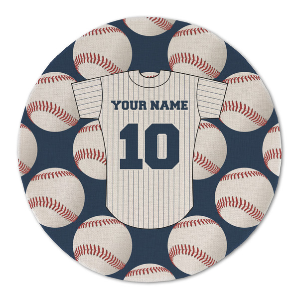 Custom Baseball Jersey Round Linen Placemat - Single Sided (Personalized)