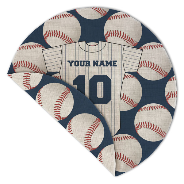 Baseball Jersey Round Linen Placemats - Front (folded corner double sided)