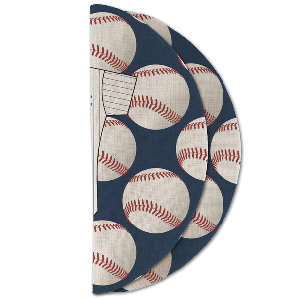 Baseball Jersey Round Linen Placemats - HALF FOLDED (double sided)