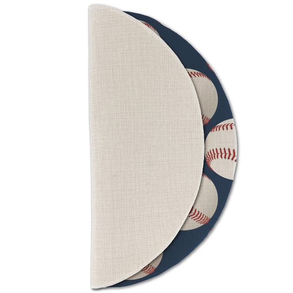 Baseball Jersey Round Linen Placemats - HALF FOLDED (single sided)