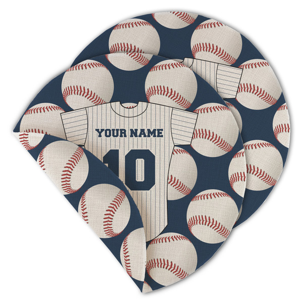 Custom Baseball Jersey Round Linen Placemat - Double Sided (Personalized)