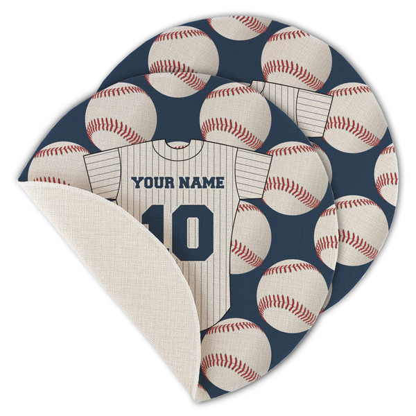 Baseball Jersey Round Linen Placemats - MAIN (Single Sided)