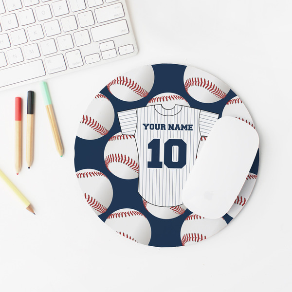 Baseball Jersey Round Mousepad - LIFESTYLE 2