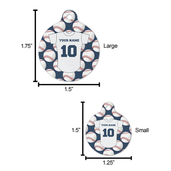 Baseball Jersey Round Pet ID Tag - Large - Comparison Scale