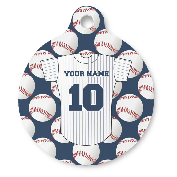 Custom Baseball Jersey Round Pet ID Tag - Large (Personalized)