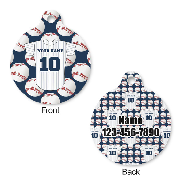 Baseball Jersey Round Pet Tag - Front & Back