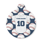 Baseball Jersey Round Pet ID Tag - Small (Personalized)