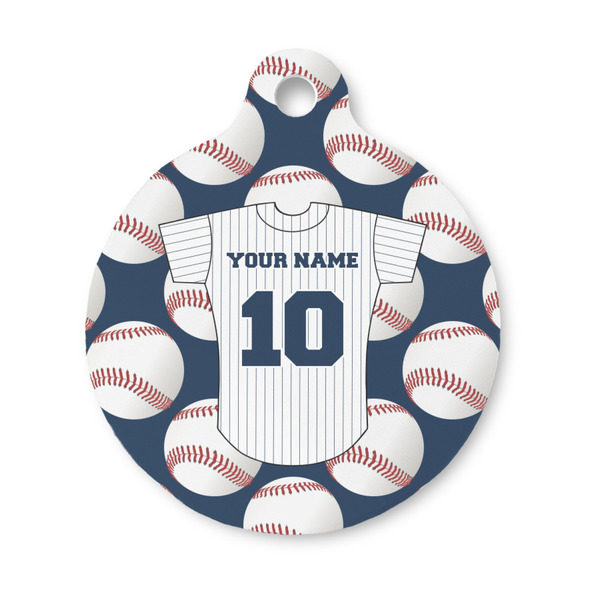 Custom Baseball Jersey Round Pet ID Tag - Small (Personalized)