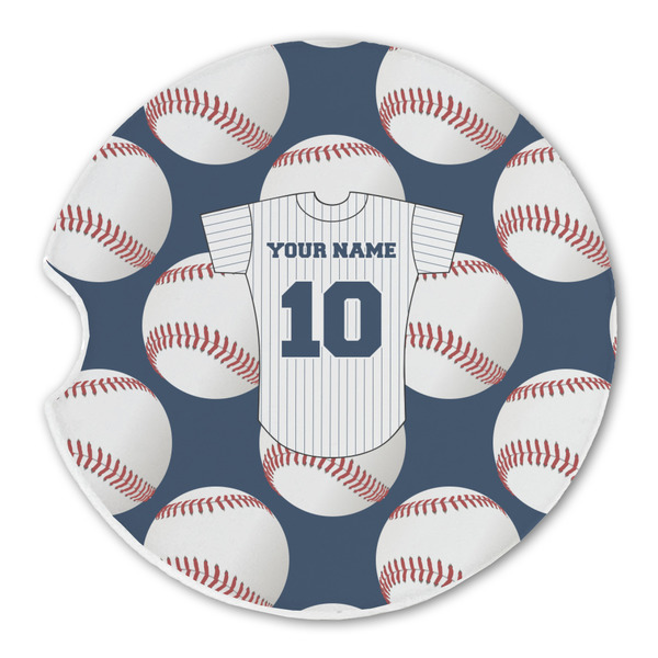 Custom Baseball Jersey Sandstone Car Coaster - Single (Personalized)