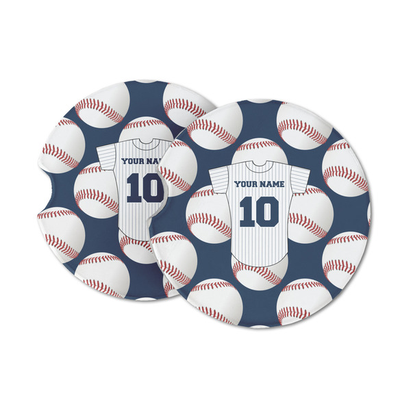 Custom Baseball Jersey Sandstone Car Coasters - Set of 2 (Personalized)