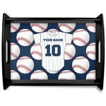 Baseball Jersey Black Wooden Tray - Large (Personalized)
