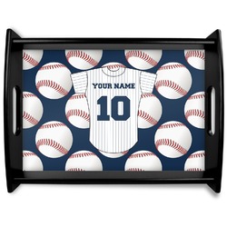 Baseball Jersey Black Wooden Tray - Large (Personalized)