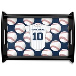 Baseball Jersey Black Wooden Tray - Small (Personalized)