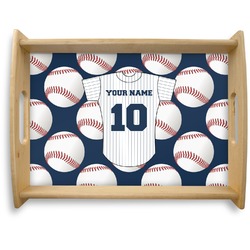 Baseball Jersey Natural Wooden Tray - Large (Personalized)