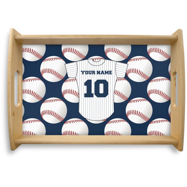 Custom Baseball Jersey Natural Wooden Tray - Small (Personalized)