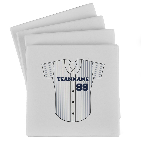 Custom Baseball Jersey Absorbent Stone Coasters - Set of 4 (Personalized)