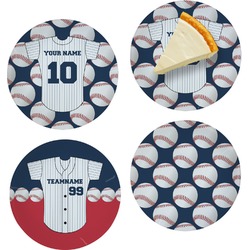 Baseball Jersey Set of 4 Glass Appetizer / Dessert Plate 8" (Personalized)