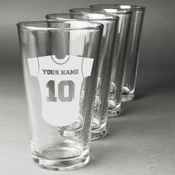 Baseball Jersey Pint Glasses - Engraved (Set of 4) (Personalized)