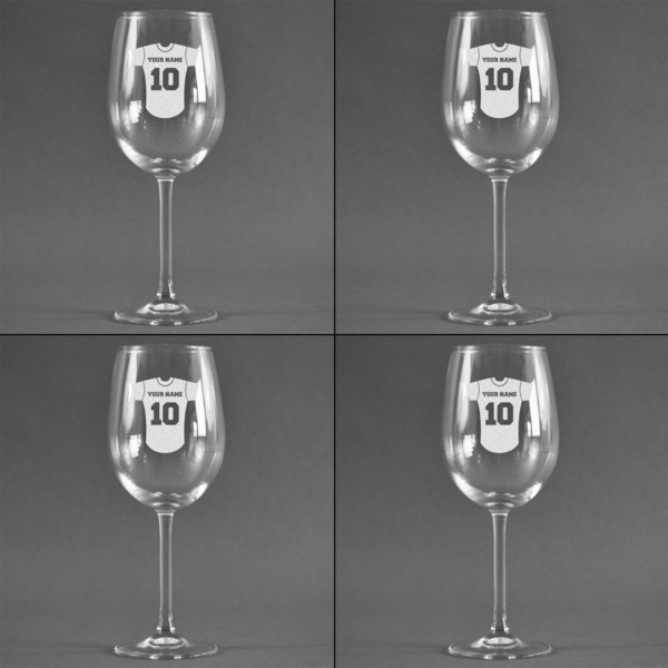 Baseball Jersey Set of Four Personalized Wineglasses (Approval)