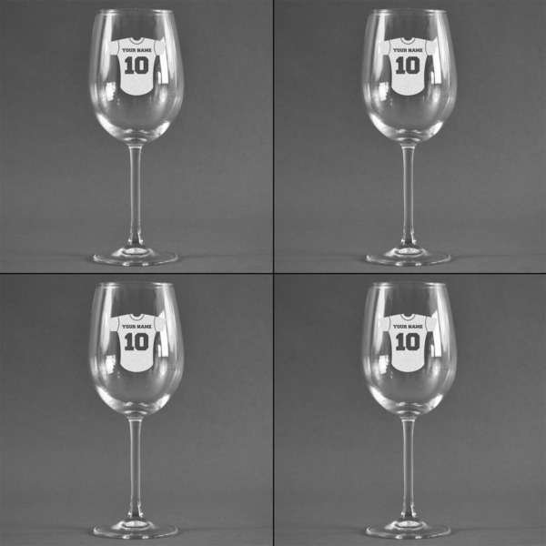 Baseball Jersey Set of Four Personalized Wineglasses (Approval)