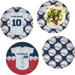 Baseball Jersey Set of 4 Glass Lunch / Dinner Plate 10" (Personalized)