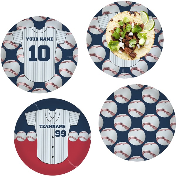 Custom Baseball Jersey Set of 4 Glass Lunch / Dinner Plate 10" (Personalized)