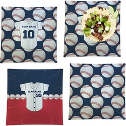 Baseball Jersey Set of 4 Glass Square Lunch / Dinner Plate 9.5" (Personalized)