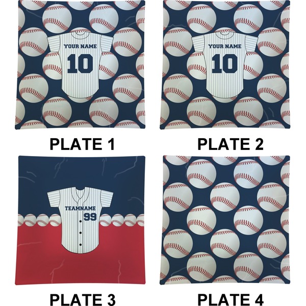 Baseball Jersey Set of Square Dinner Plates (Approval)