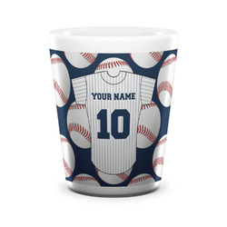 Baseball Jersey Ceramic Shot Glass - 1.5 oz - White - Set of 4 (Personalized)