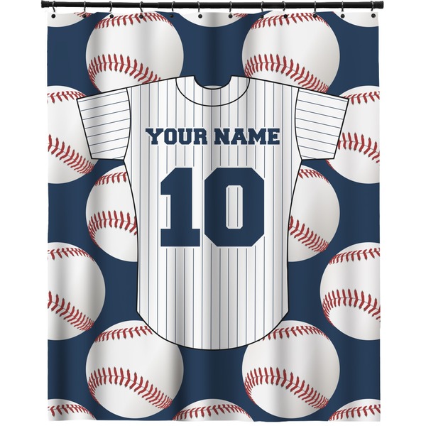 Custom Baseball Jersey Extra Long Shower Curtain - 70"x84" (Personalized)