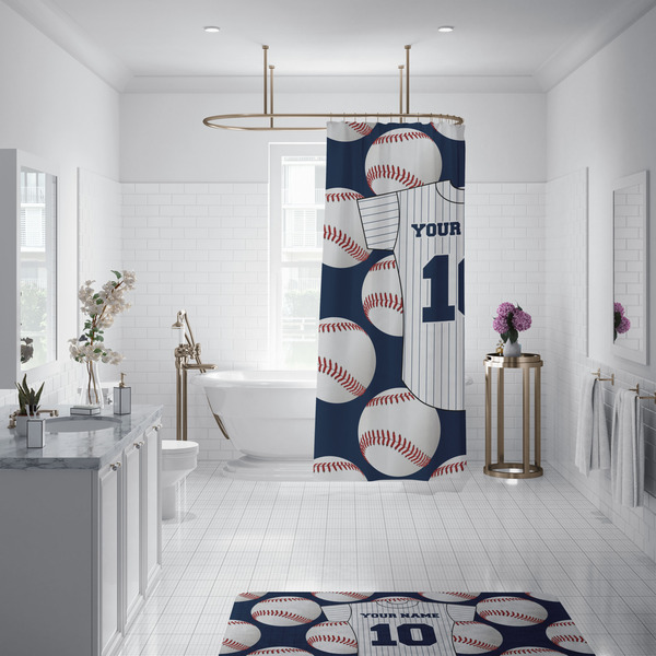Baseball Jersey Shower Curtain - Custom Size