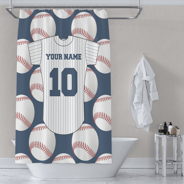 Baseball Jersey Shower Curtain Lifestyle