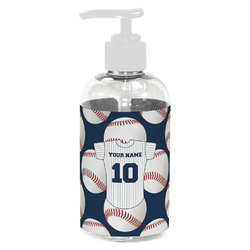 Baseball Jersey Plastic Soap / Lotion Dispenser (8 oz - Small - White) (Personalized)
