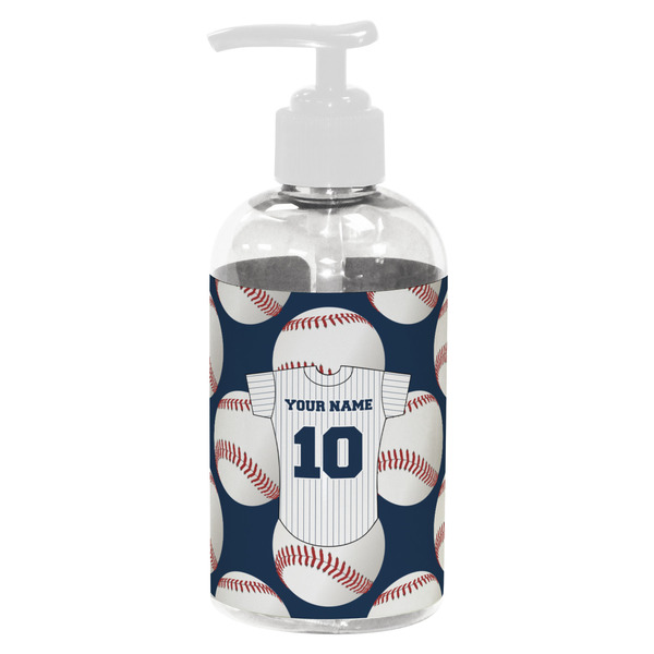 Custom Baseball Jersey Plastic Soap / Lotion Dispenser (8 oz - Small - White) (Personalized)