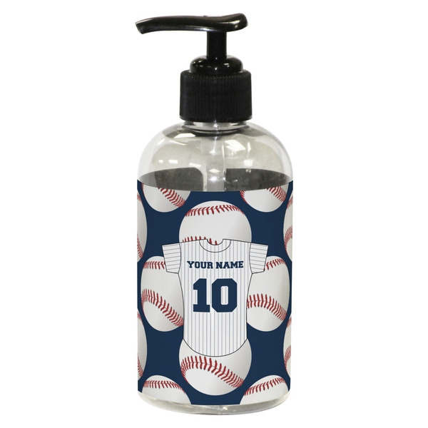 Custom Baseball Jersey Plastic Soap / Lotion Dispenser (8 oz - Small - Black) (Personalized)