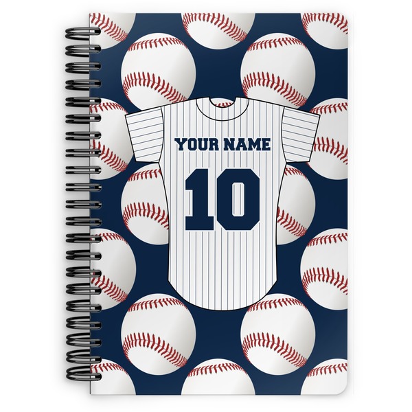 Custom Baseball Jersey Spiral Notebook - 7x10 w/ Name and Number