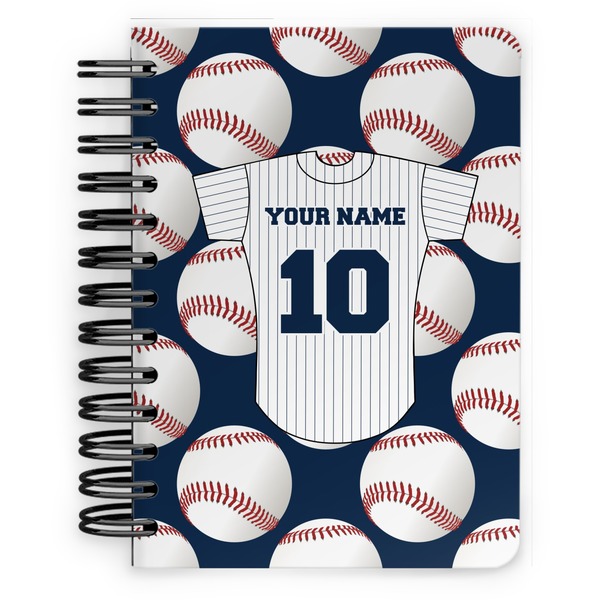 Custom Baseball Jersey Spiral Notebook - 5x7 w/ Name and Number