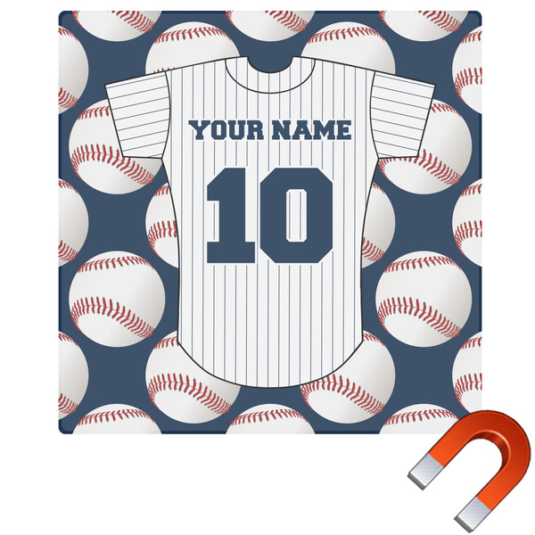 Custom Baseball Jersey Square Car Magnet - 10" (Personalized)