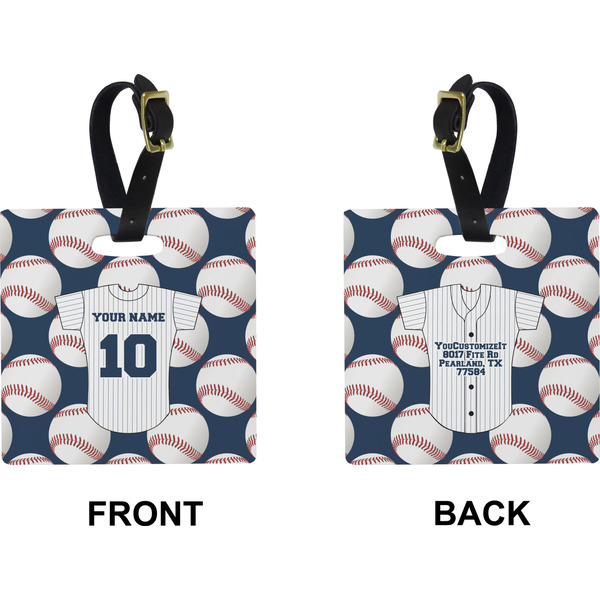 Baseball Jersey Square Luggage Tag (Front + Back)