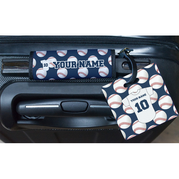 Baseball Jersey Square Luggage Tag & Handle Wrap - In Context