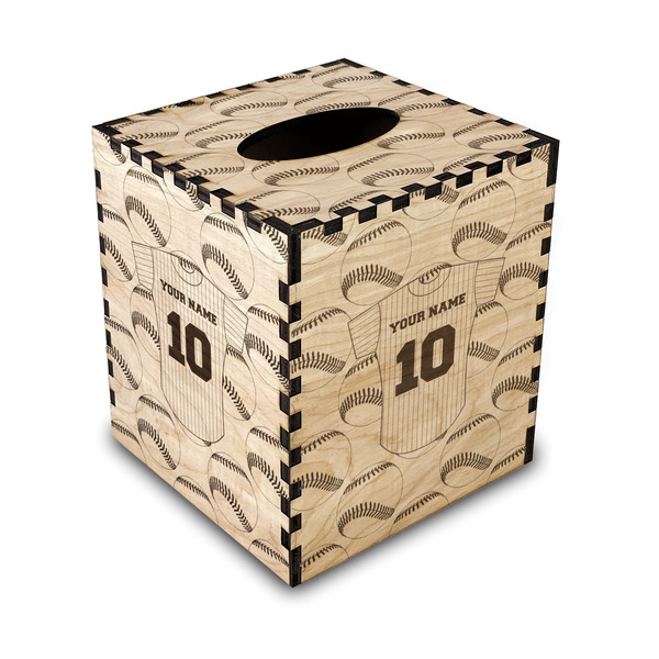 Custom Baseball Jersey Wood Tissue Box Cover - Square (Personalized)