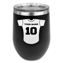 Baseball Jersey Stemless Stainless Steel Wine Tumbler - Black - Double Sided (Personalized)