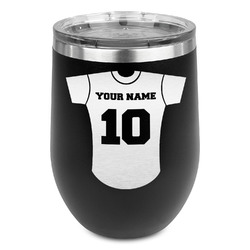 Baseball Jersey Stemless Stainless Steel Wine Tumbler - Black - Single Sided (Personalized)