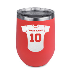 Baseball Jersey Stemless Stainless Steel Wine Tumbler - Coral - Double Sided (Personalized)